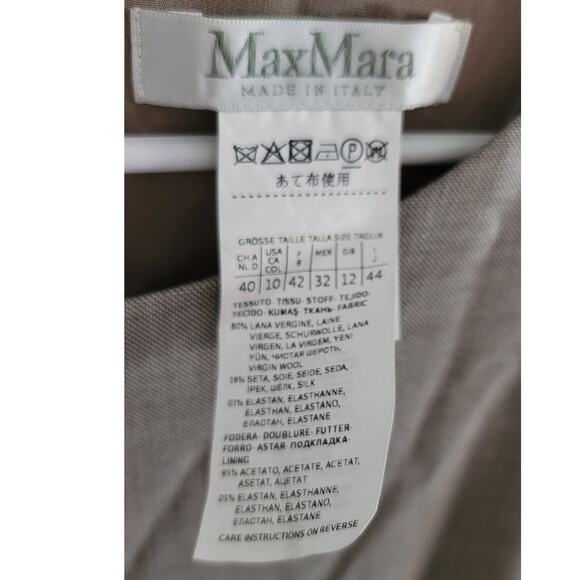 MaxMara Max Mara Fazio Wool Silk Blend Flared Hem Dress Gray Beige 10 - Picture 4 of 12